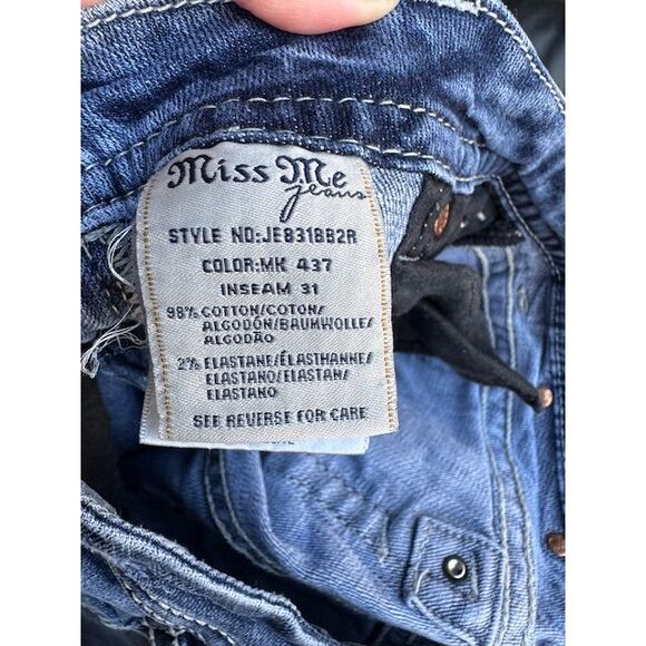 Miss Me Bootcut Jeans Crystal Embellished Pockets Medium Wash Denim Size 29 - Picture 10 of 10